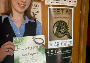 Zofia Topolska z klasy 2b laureatką III miejsca w kategorii literackiej w Jubileuszowej XXX edycji Festiwalu Ekspresji Twórców Amatorów F.E.T.A.