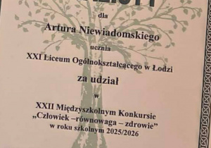 Artur Niewiadomski i Maciej Kurnatowski zostali finalistami konkursu „Człowiek - równowaga - zdrowie”.