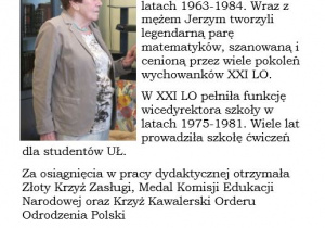Czesława Artykiewicz - nauczyciel matematyki